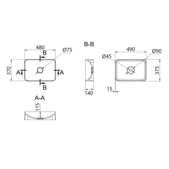 Раковина Qtap Tern 480x370x135 Marble QT17116069MR