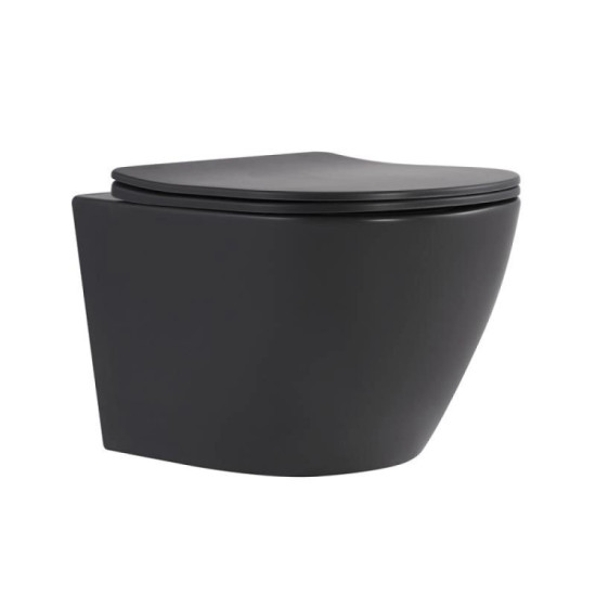 Унитаз подвесной Qtap Robin Ultra Quiet 490×365×325 Anthracite, Slim Duroplast / Soft-close / Quick Release QT13332381АSAN