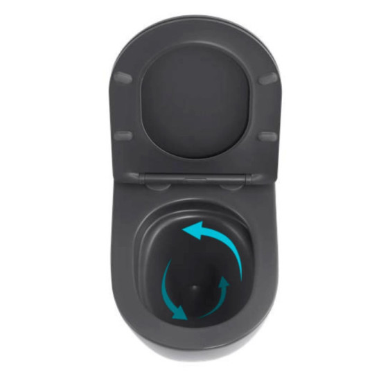 Унитаз подвесной Qtap Robin Ultra Quiet 490×365×325 Anthracite, Slim Duroplast / Soft-close / Quick Release QT13332381АSAN