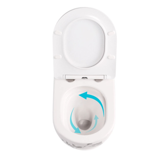 Унитаз подвесной Qtap Robin Ultra Quiet 490×365×325 Marble, Slim Duroplast / Soft-close / Quick Release QT13332381АSMR