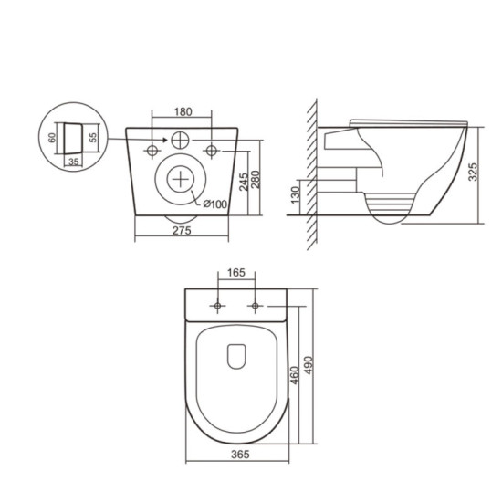 Унитаз подвесной Qtap Robin Ultra Quiet 490×365×325 Marble, Slim Duroplast / Soft-close / Quick Release QT13332381АSMR