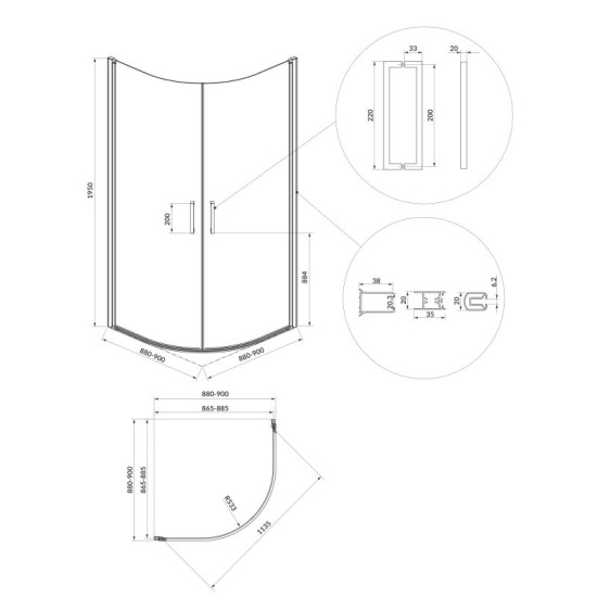 Душова кабіна Cersanit MODUO 90Х90Х195 S162-017