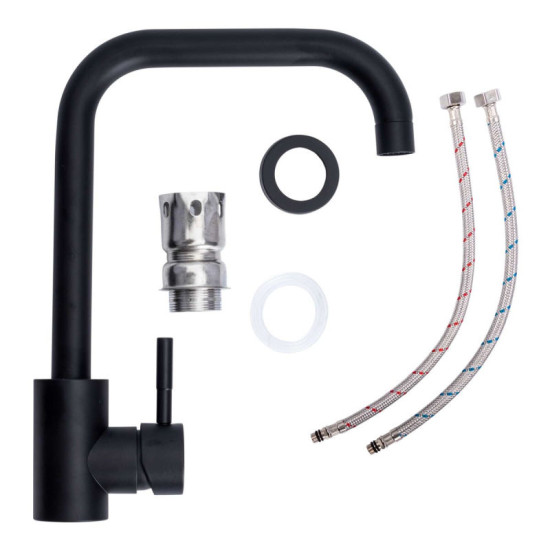 Кухонная мойка Valeso 5149 (черная) + сифон 1041 + Valeso BG77