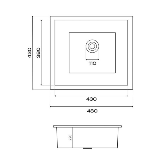 Кухонная мойка Valeso Handmade 48*43 PVD черная монтаж под столешницу (3.0/0.8)