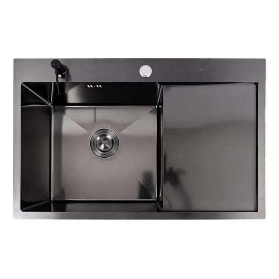 Кухонна мийка Valeso Handmade CM 78 * 50 L Decor PVD чорна (3.0/0.8)