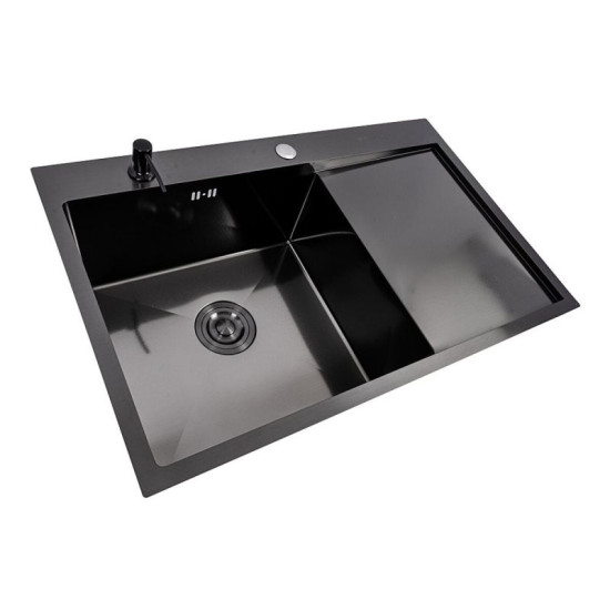 Кухонна мийка Valeso Handmade CM 78 * 50 L Decor PVD чорна (3.0/0.8)