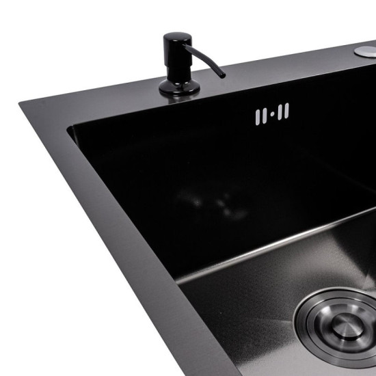 Кухонна мийка Valeso Handmade CM 78 * 50 L Decor PVD чорна (3.0/0.8)