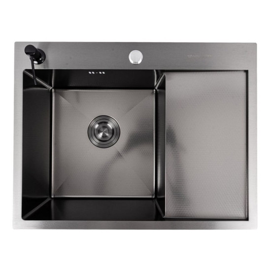 Кухонна мийка Valeso Handmade Decor 65*50 L PVD чорна (сифон круглий, 3,0/0,8)