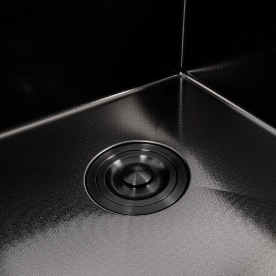 Кухонна мийка Valeso Handmade Decor 65*50 L PVD чорна (сифон круглий, 3,0/0,8)