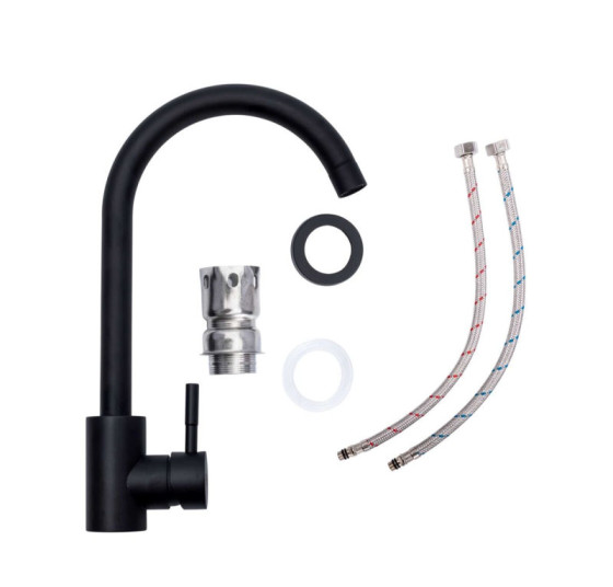 Кухонна мийка Valeso 5852 VESTA чорна Valeso BG76 + Сифон 1041