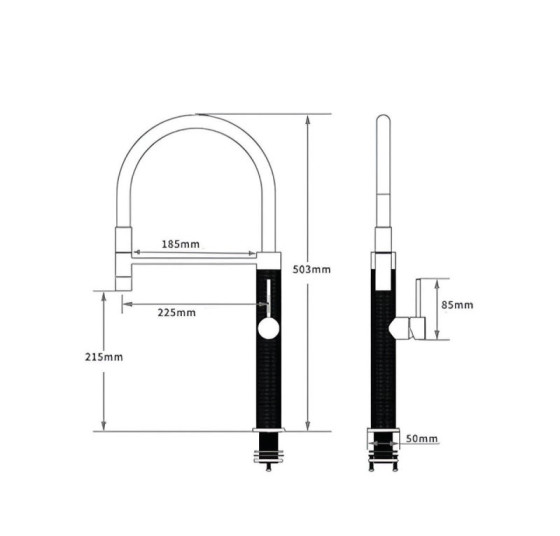 Кухонний змішувач Valeso VAS2 (чорний гусак, PVD чорний корпус)