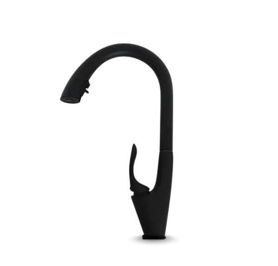 Кухонний змішувач з висувним виливом Valeso OB-D91A (PVD чорний)