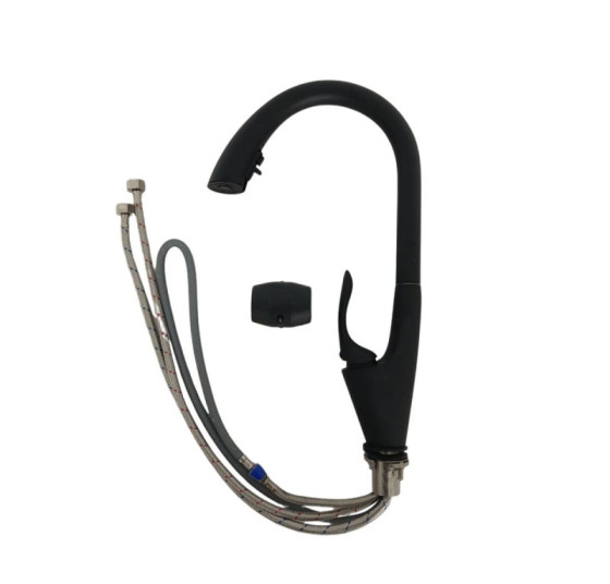 Кухонний змішувач з висувним виливом Valeso OB-D91A (PVD чорний)