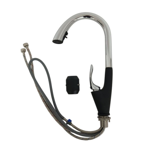 Кухонний змішувач з висувним виливом Valeso OB-D91C (хром+чорний мат)