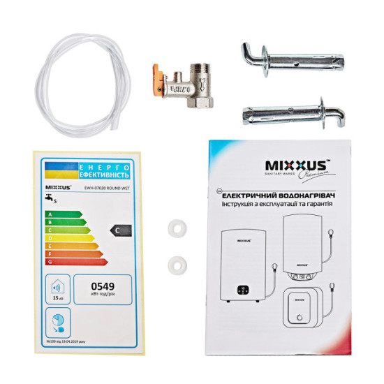 Водонагрівач "Циліндр" Mixxus EWH-07030 ROUND WET 30 л, мокрий тен 1,5 kW (WH0600)