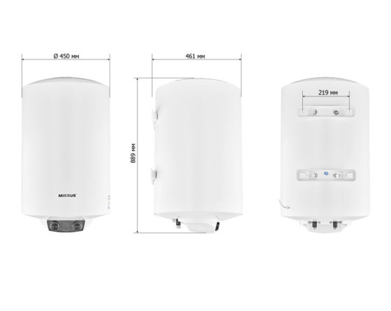 Водонагрівач "Циліндр" Mixxus EWH-08100 ROUND DRY 100 л, сухий тен 2 kW (WH0610)
