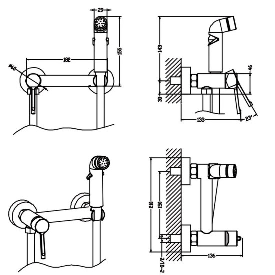 Гігієнічний душ із змішувачем Mixxus Davis 024 (MI7148)