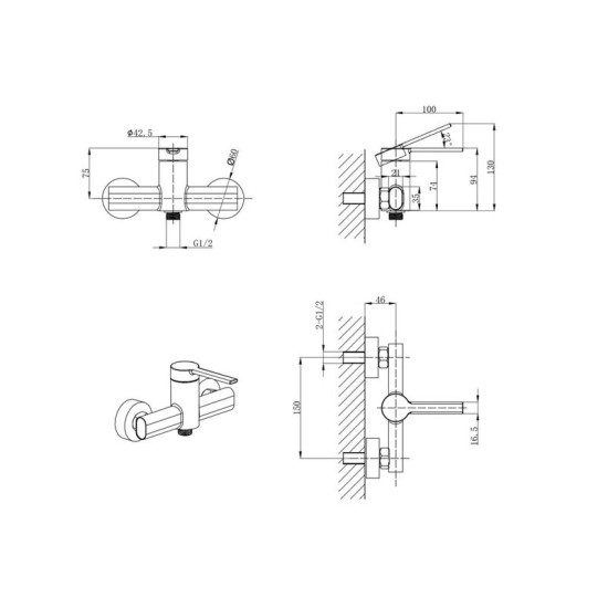 Гигиенический душ со смесителем Mixxus Lord 024 Graphite (MI7136)