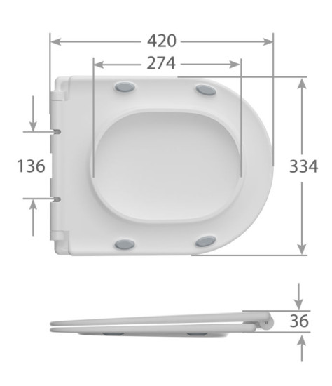Крышка+сидение Mixxus SEAT COVER BEVEL-2003 420х334х36mm (MI6691)