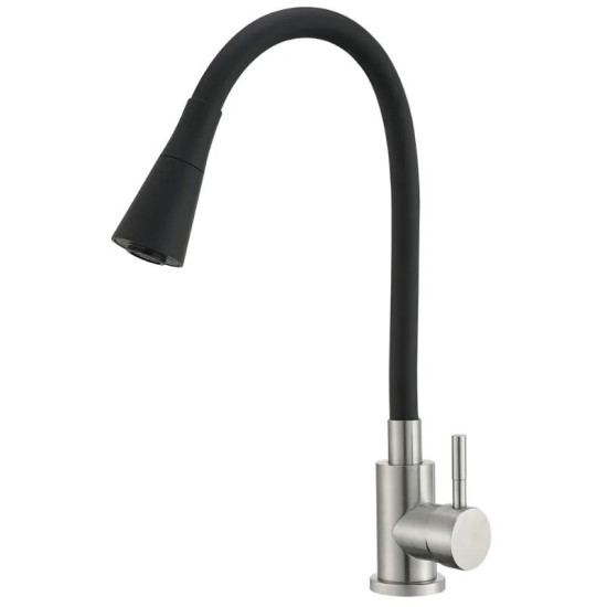 Кухонный смеситель Mixxus SUS-011-T REFL.BLACK с силиконовым изливом, излив черный (MI8226)