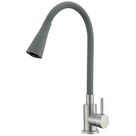Кухонний змішувач Mixxus SUS-011-T REFL.GRAY із силіконовим виливом, вилив сірий (MI8227)