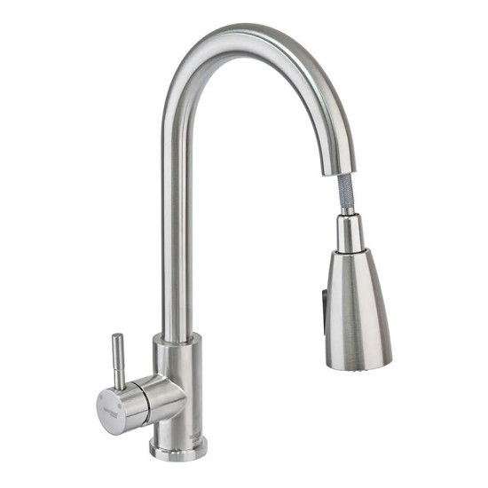 Кухонный смеситель с выдвижной лейкой Mixxus SUS 014-B (SS0023)