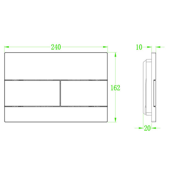 Панель смыва Koer KT-0603-01 240x160x10mm (KR5319)