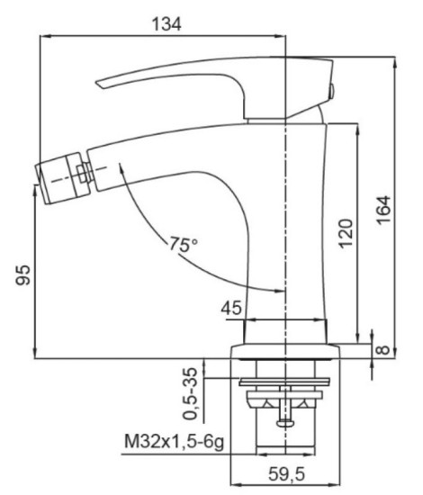 Змішувач для біде Koer KB-20007-04 (хром+білий) (KR5158)