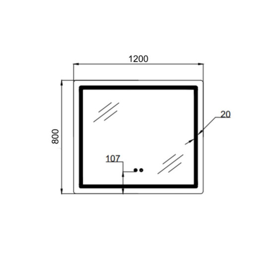 Дзеркало Qtap Mideya (MI1) 1200х800 з LED-підсвічуванням Touch, з антизапот., Диммер, рег. яскравості QT2078F12080