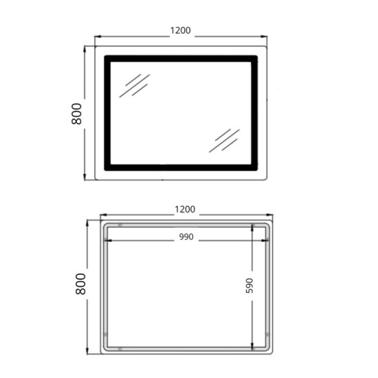 Дзеркало Qtap Cardinal (CA2) 1200х800 з LED-підсвічуванням Touch, з антизапот., З диммером, рег. темп. кольори (3000-6500K) QT0478C1208048454