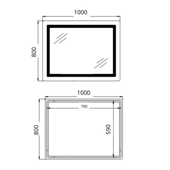 Дзеркало Qtap Cardinal (CA2) 1000х800 з LED-підсвічуванням Touch, з антизапот., З диммером, рег. темп. кольори (3000-6500K) QT0478C1008048455