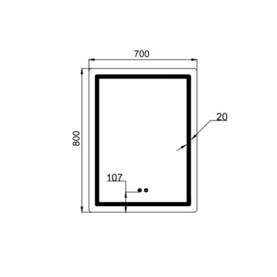 Зеркало Qtap Mideya (MI2) 700х800 с LED-подсветкой Touch, с антизапот., диммером, рег. яркости QT2078DCF7080