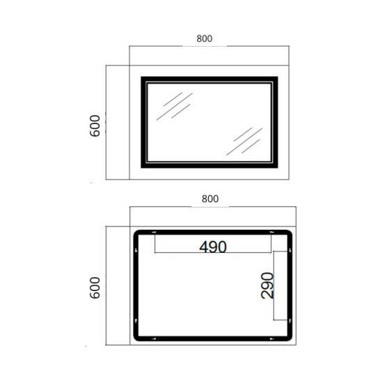 Дзеркало Qtap Cardinal (CA1) 800х600 з LED-підсвічуванням Touch, з антизапот., З диммером, рег. темп. кольори (3000-6500K) Reverse QT0478C8060