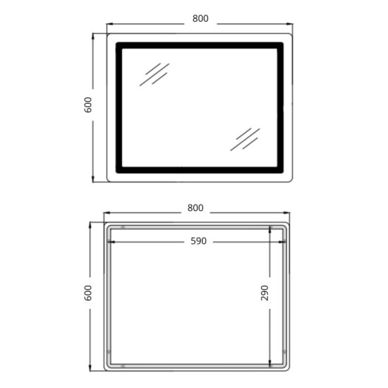 Дзеркало Qtap Cardinal (CA2) 800х600 з LED-підсвічуванням Touch, з антизапот., З диммером, рег. темп. кольори (3000-6500K) Reverse QT0478C806048457