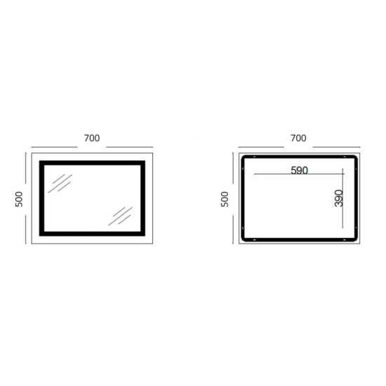 Зеркало Lidz Kubis (KU1) 700х500 с LED-подсветкой Touch, с антизапотеванием, с диммером, рег. яркости LD78LF90448485