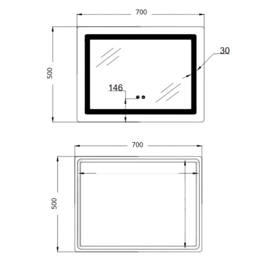 Дзеркало Lidz Kubis (KU2) 700х500 з LED-підсвічуванням Touch, з антизапітнінням, з диммером, рег. яскравості LD78LF90448486