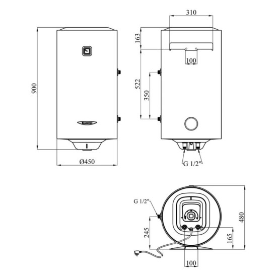 Водонагрівач Ariston PRO1 R 100 VTD 1,8K з мокрим ТЕНом 3201816