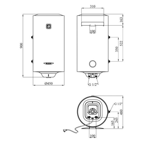 Водонагрівач Ariston PRO1 R 100 VTS 1,8K з мокрим ТЕНом 3201817