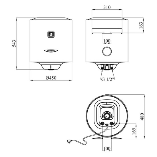 Водонагрівач Ariston PRO1 R 50 V 1,5K PL DRY із сухим ТЕНом 3201450