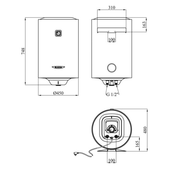 Водонагрівач Ariston PRO1 R 80 V 1,5K PL DRY із сухим ТЕНом 3201451