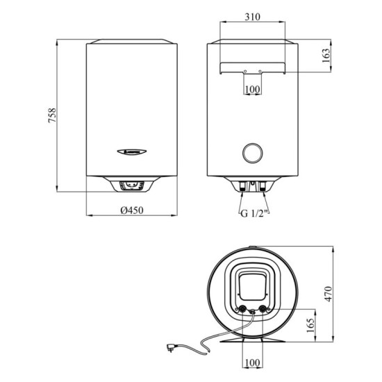 Водонагрівач Ariston PRO1 R 80 V 1,8K PL DRY HEATER із сухим ТЕНом 3201855