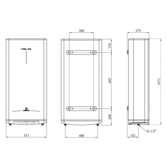 Водонагреватель Ariston Velis PRO 80 EU с мокрым ТЭНом 3626136