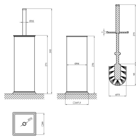 Ершик для унитаза Kroner KRP Graz - C017