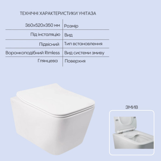 Инсталляция с унитазом Qtap Crow Rimless 520х360х290 + Nest 4 в 1 (круглая клавиша Chrome)