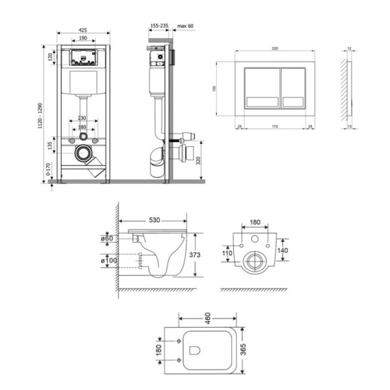 Инсталляция с унитазом Qtap Gemini Ultra Quiet 530х365х373 + Nest 4 в 1 (квадратная клавиша Chrome)