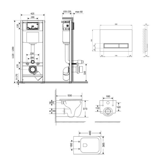 Инсталляция с унитазом Qtap Gemini Ultra Quiet 530х365х373 + Nest 4 в 1 (линейная клавиша Satin)
