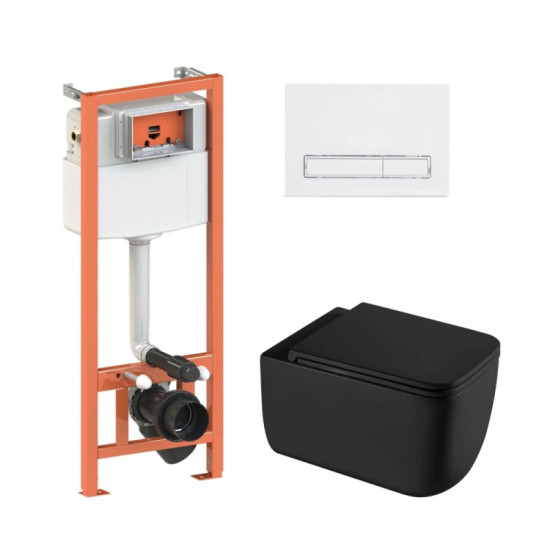 Инсталляция с унитазом Qtap Gemini Ultra Quiet 530х365х373 + Nest 4 в 1 (линейная клавиша White