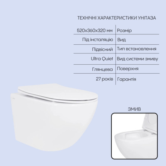 Инсталляция с унитазом Qtap Jay Ultra Quiet 520x360x320 + Nest 4 в 1 (квадратная клавиша Satin)