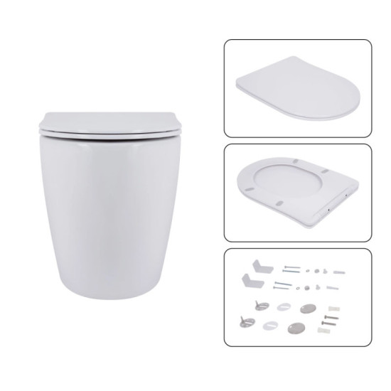 Инсталляция с унитазом Qtap Robin Ultra Quiet 520x365x365 + Nest 4 в 1 (квадратная клавиша Satin)