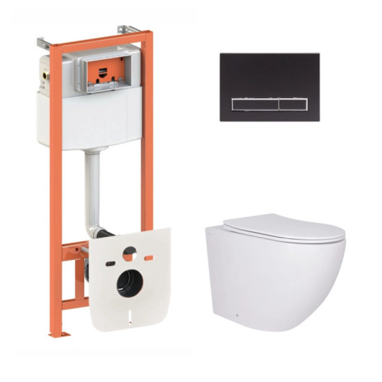 Інсталяція з унітазом Qtap Robin Ultra Quiet 520x365x365 + Nest 4 в 1 (лінійна клавіша Matt Black)
